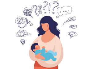 Animated image depicting a mother experiencing postpartum depression
